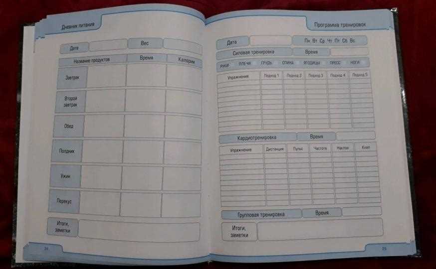 Классический формат дневника физической активности